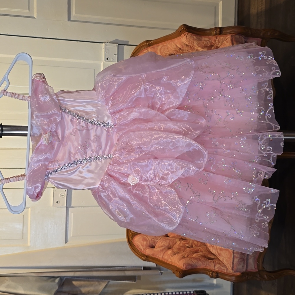 Pink Princess Dress with Silver Accents, sz 2t-4t